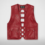 Thug Club Goat Skin Leather Vest in red