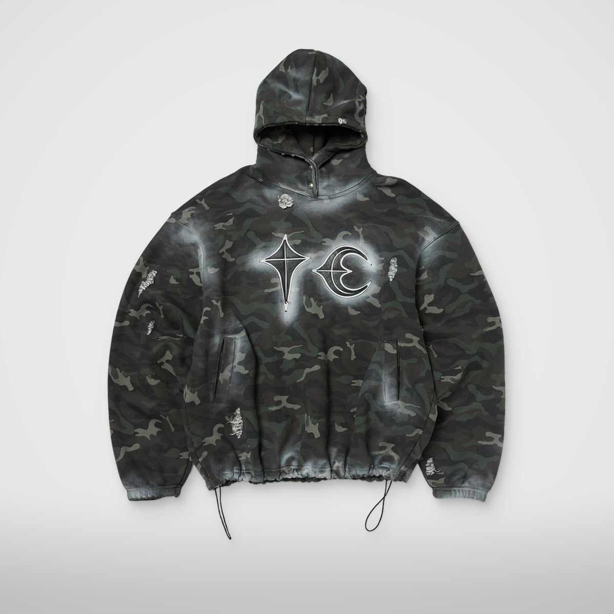 Thug Club Sprayed Camoflage Rock Hoodie in camo