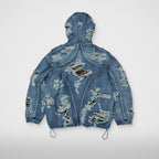 Thug Club Hell Denim Camo Hooded Zip-Up in blue, view 2 of 2