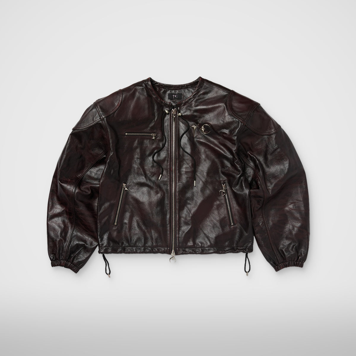 Thug Club TC Guillotine Leather Jacket in black, front view