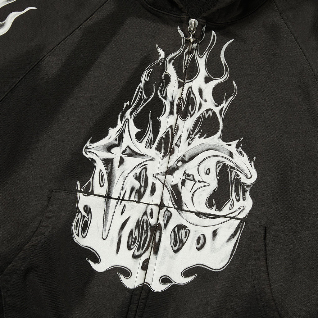 Thug Club Six Riding Skull Zip-Up Hoodie in black, view 3 of 6