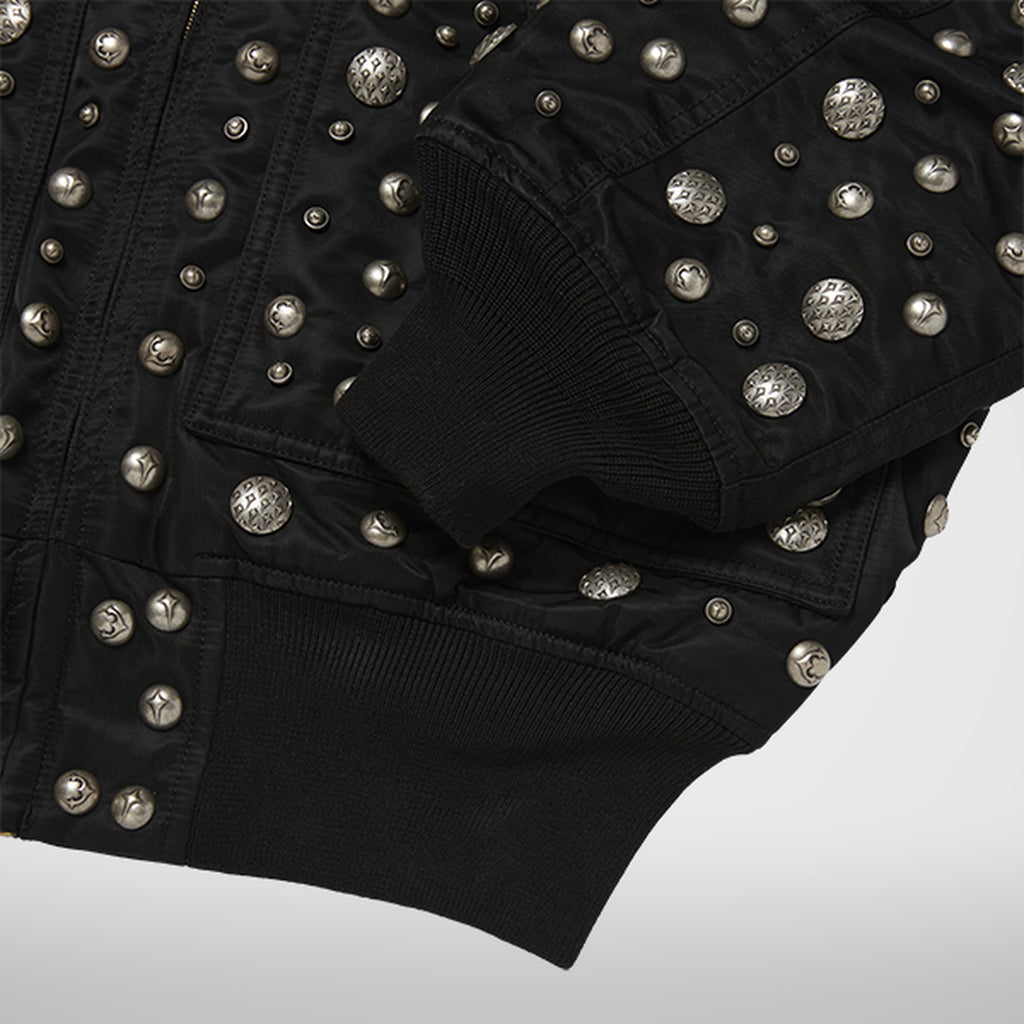 Thug Club X Alpha CWU 45/P All Over Rivet Jacket in black, view 6 of 9