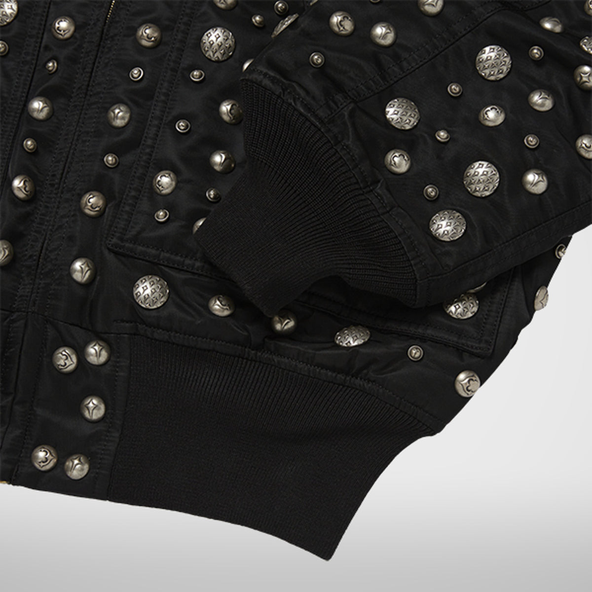 Thug Club X Alpha CWU 45/P All Over Rivet Jacket in black, view 6 of 9
