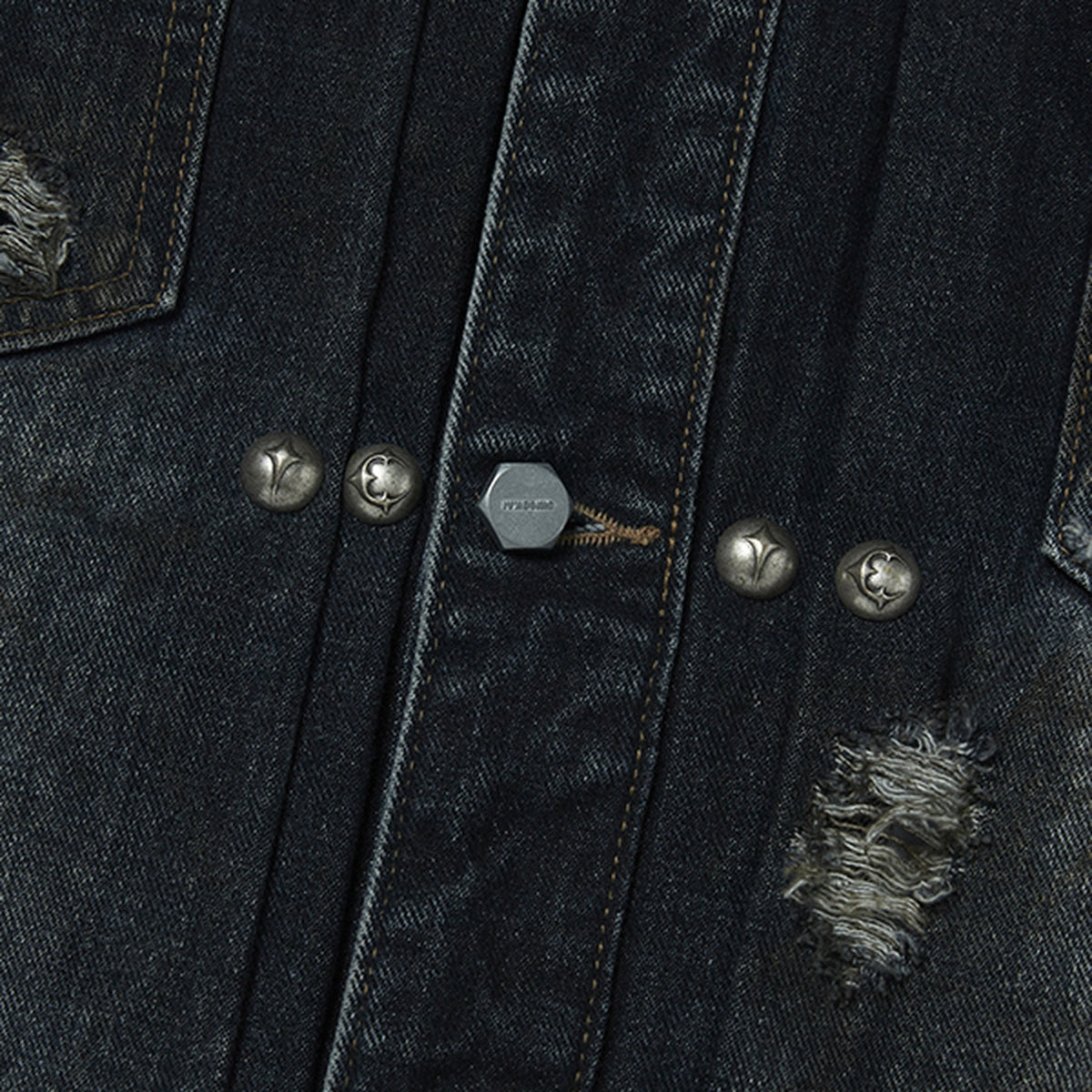 Thug Club Burn Down Denim Jacket in blue, view 5 of 9