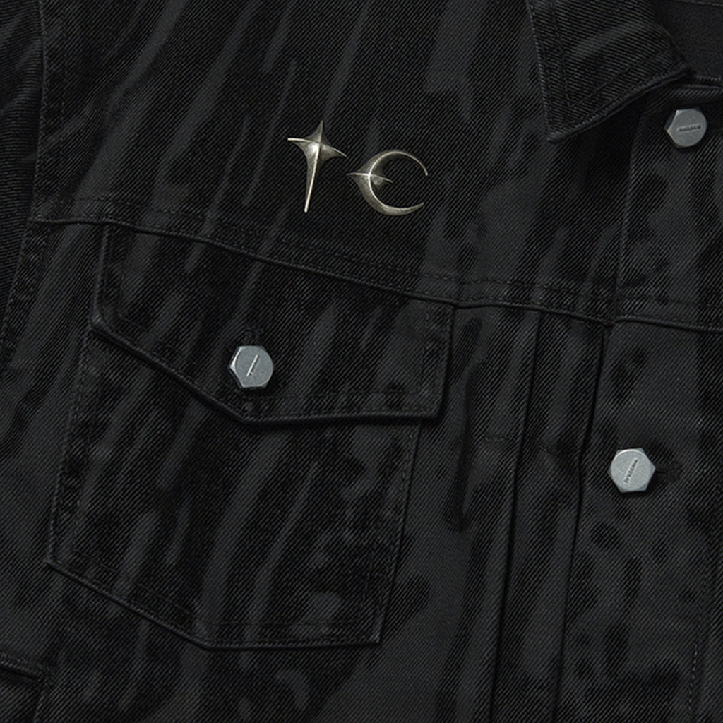 Thug Club Blood Lazered Denim Jacket in black, view 4 of 9