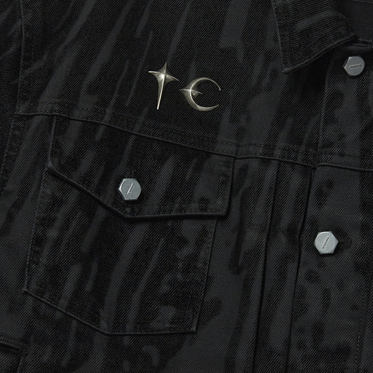 Thug Club Blood Lazered Denim Jacket in black, view 4 of 9