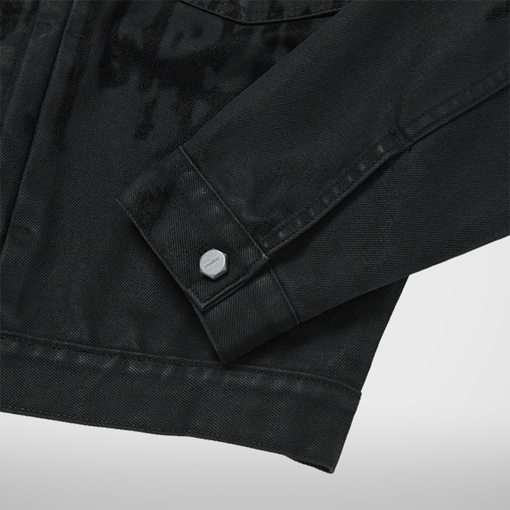 Thug Club Blood Lazered Denim Jacket in black, view 7 of 9