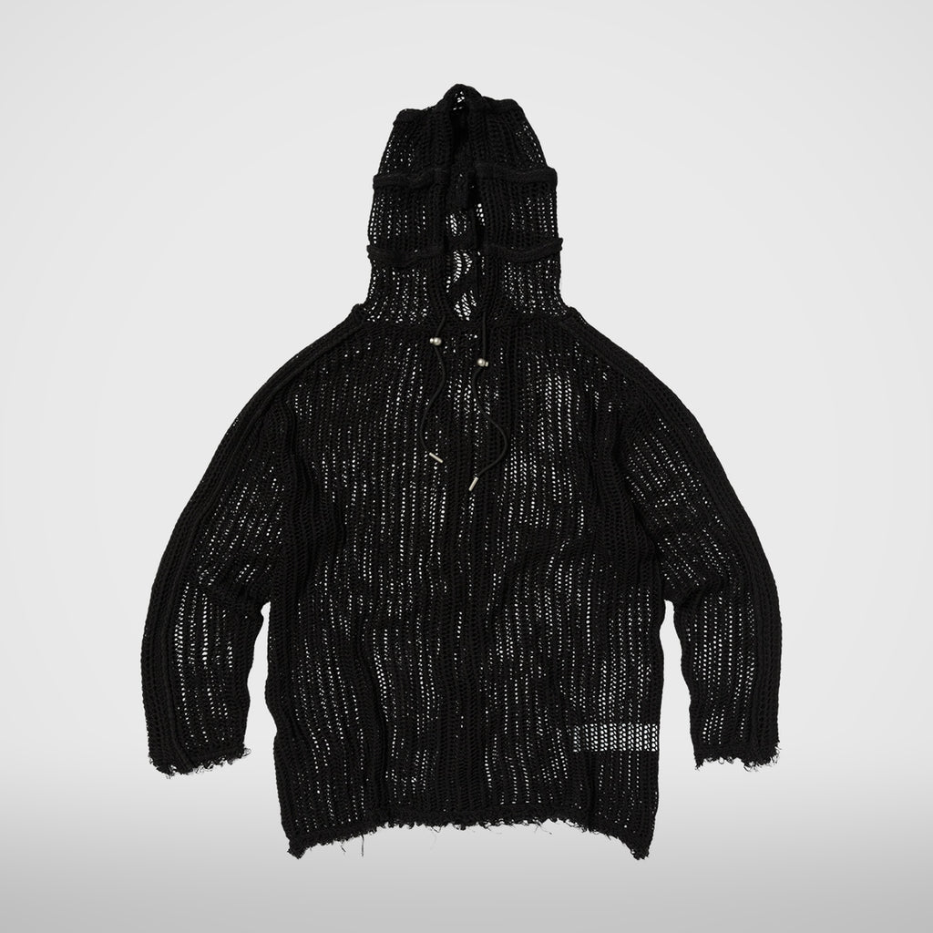Thug Club TC Line Mesh Knit Hoodie in black, front view