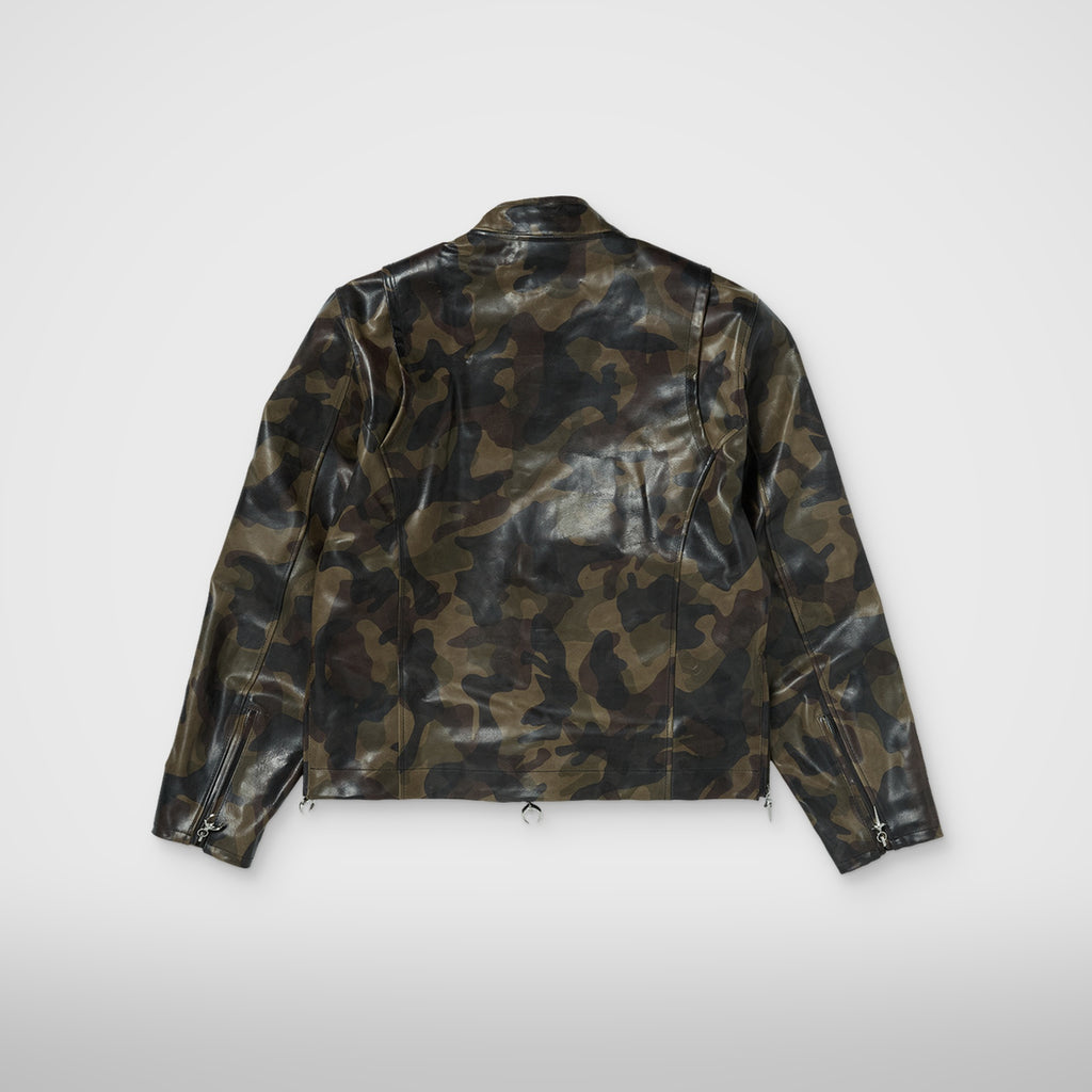Thug Club Camo Leather Jacket in dark camo, view 2 of 2