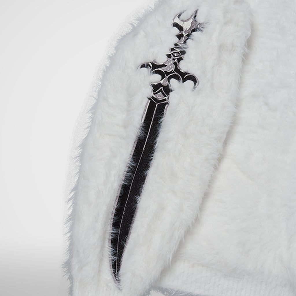 Thug Club Pack Fur Sword Hoodie in white, view 5 of 6