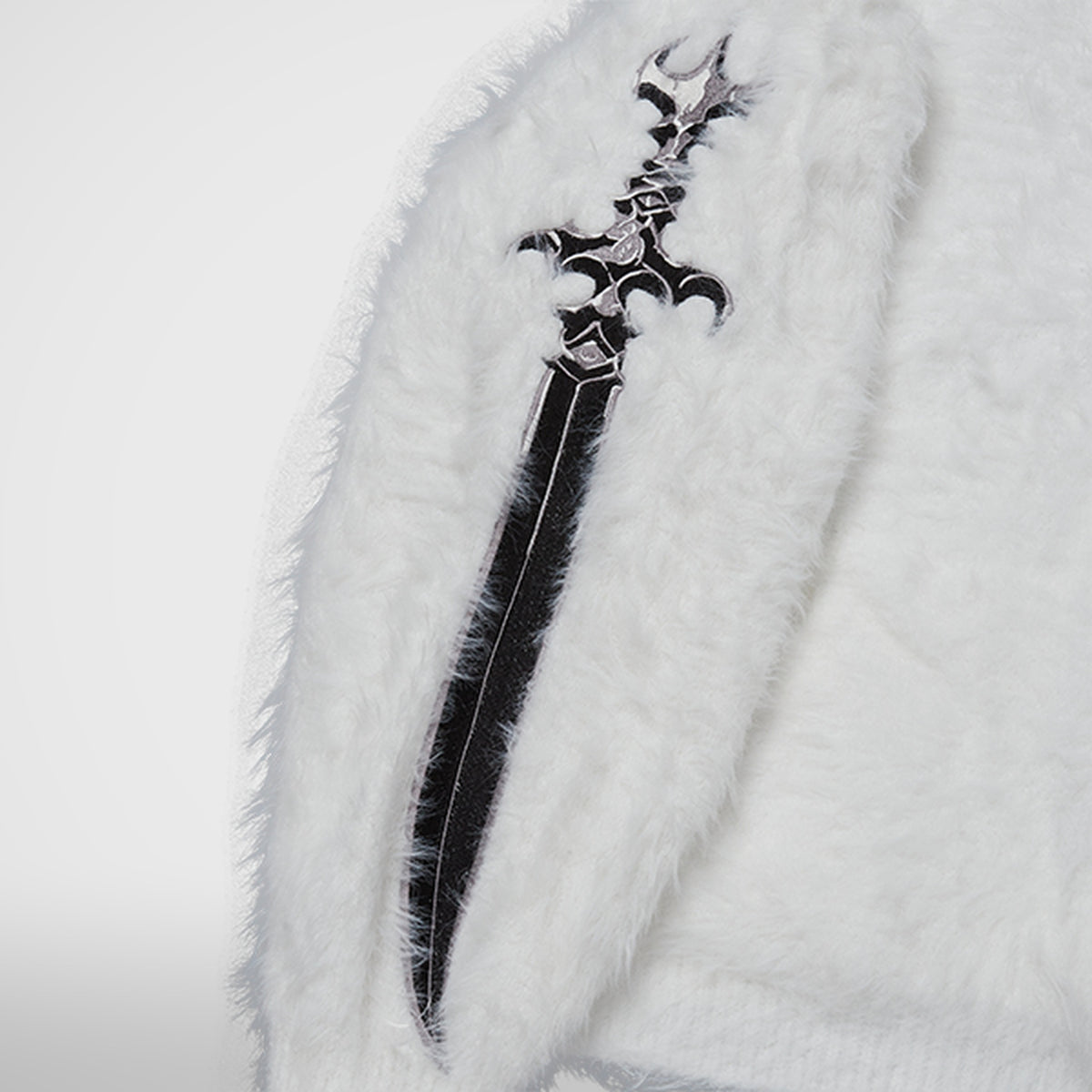 Thug Club Pack Fur Sword Hoodie in white, view 5 of 6
