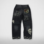 Thug Club Vintage-Stitched Camo Denim Pants in black, view 2 of 2