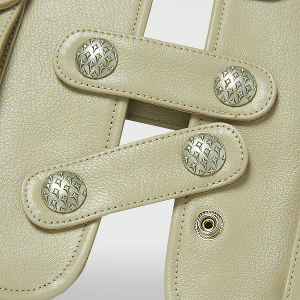 Thug Club Goat Skin Leather Vest in ivory, view 6 of 9