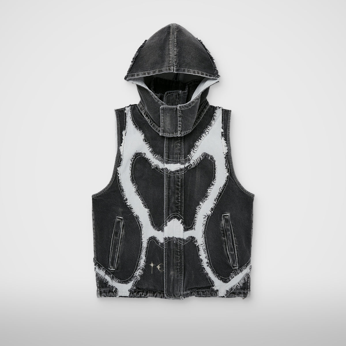 Thug Club Cave Denim Vest in blk/wht