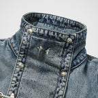 Thug Club Bio Soldier Denim Trench Coat in blue, view 3 of 10