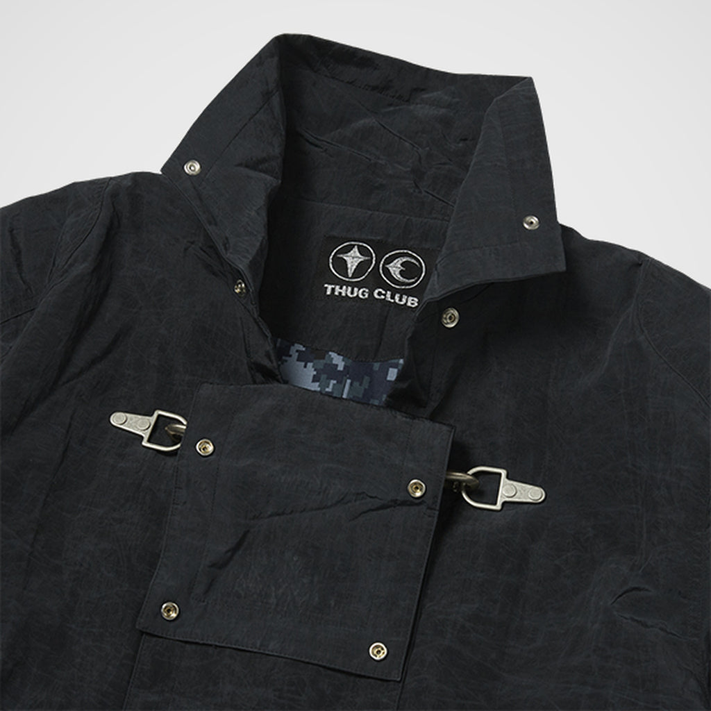 Thug Club Scarred Bio Soldier Trench Coat in black, view 4 of 8