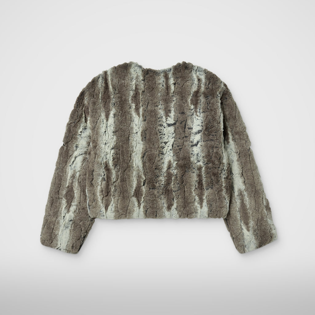 Thug Club Jindo Mix Fur Jacket in ivory, view 2 of 8