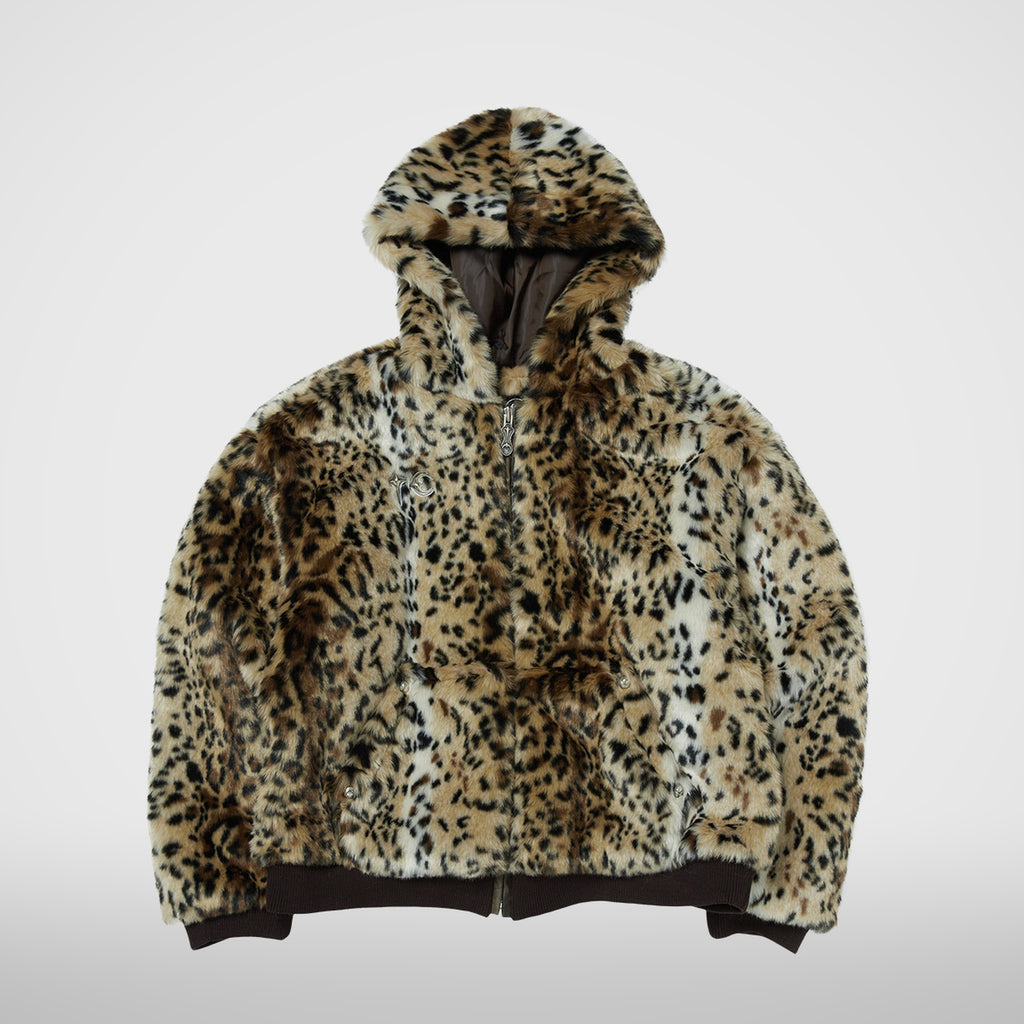 Thug Club Leopard Fur Jacket in yello/black