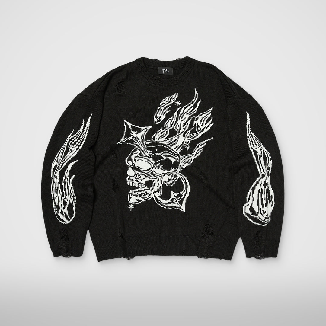 TC Chrome Skull Knit Sweater