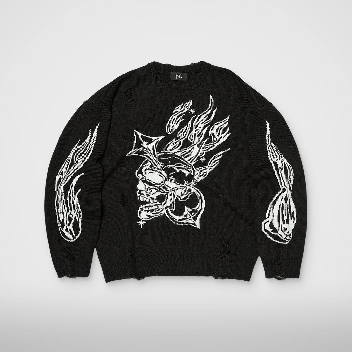 Thug Club TC Chrome Skull Knit Sweater in black