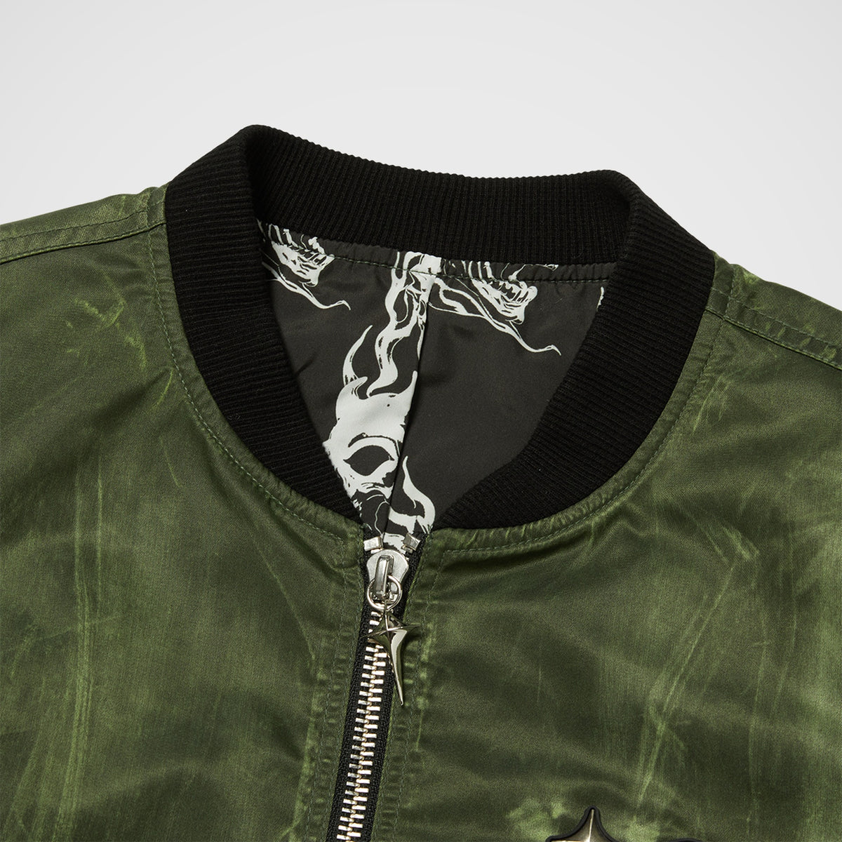 Thug Club Jamong Two Tone Washed MA-1 Jacket in khaki, view 3 of 4