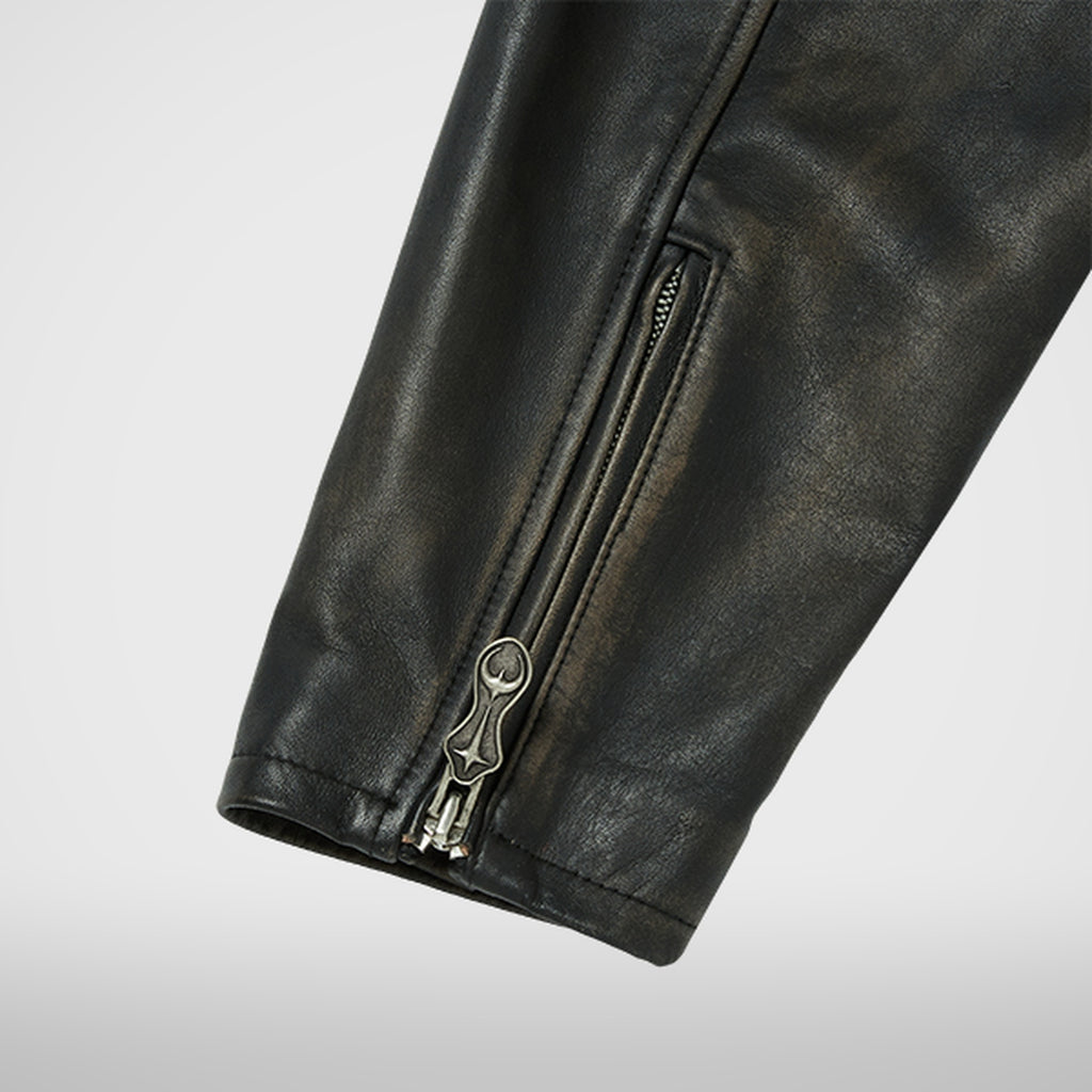 Thug Club Bio Soldier Leather Jacket in black, view 8 of 8