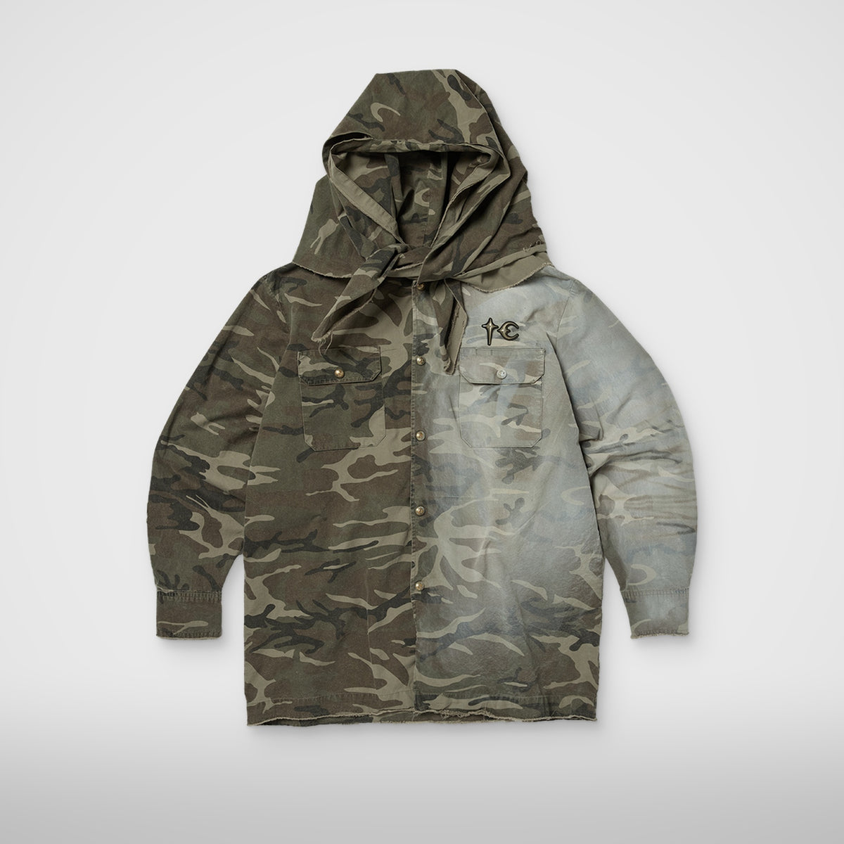 Thug Club Tainted Creed Scarf Hooded Shirt in camo