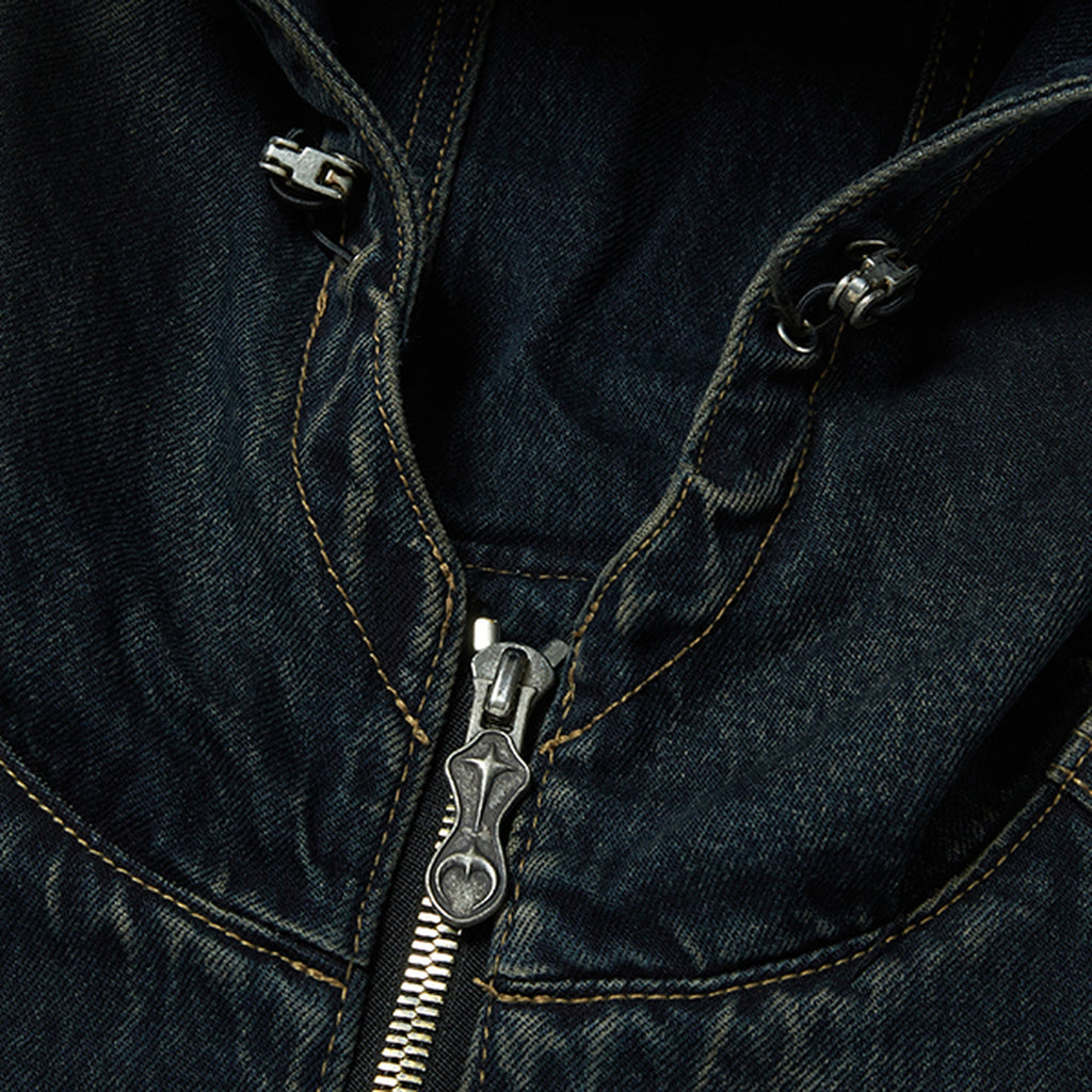 Thug Club Basic Emblem Denim Jacket in blue, view 3 of 7
