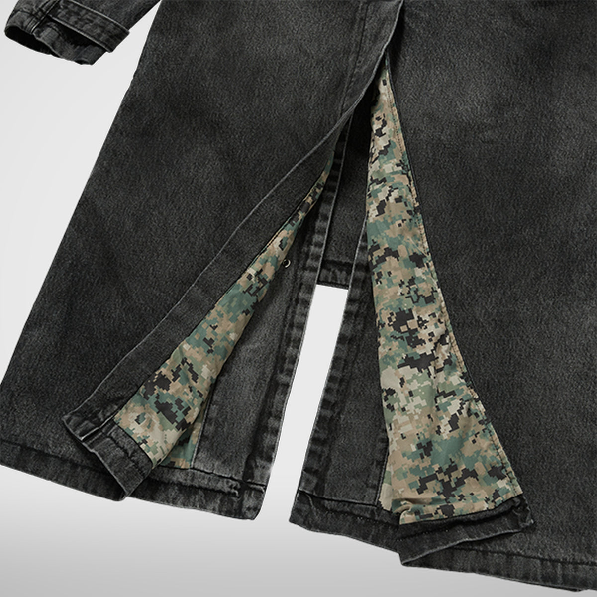 Thug Club Bio Soldier Denim Trench Coat in black, view 8 of 10