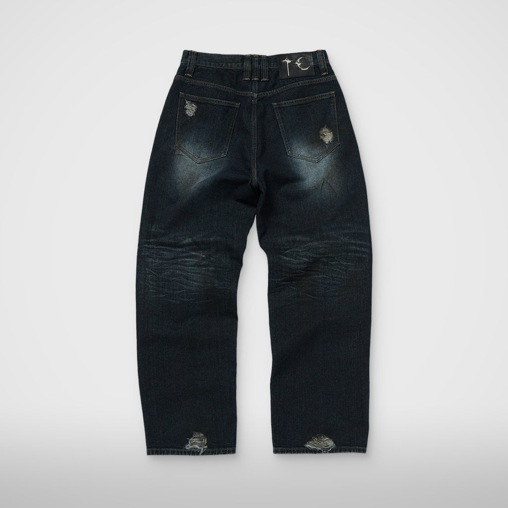 Thug Club Burn Down Denim Pants in blue, view 2 of 9