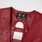 Thug Club Goat Skin Leather Vest in red, view 3 of 9