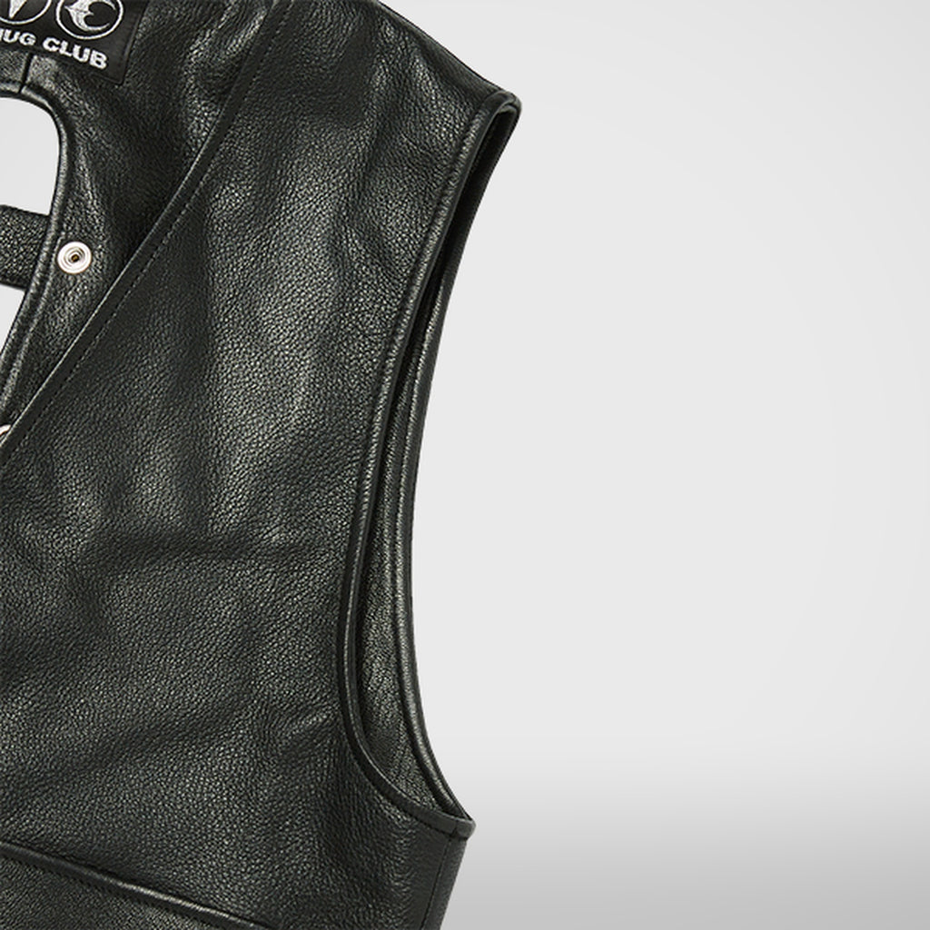 Thug Club Goat Skin Leather Vest in black, view 8 of 9