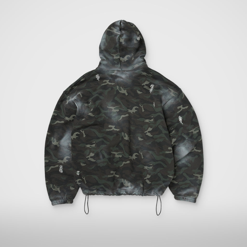 Thug Club Sprayed Camoflage Rock Hoodie in camo, view 2 of 6