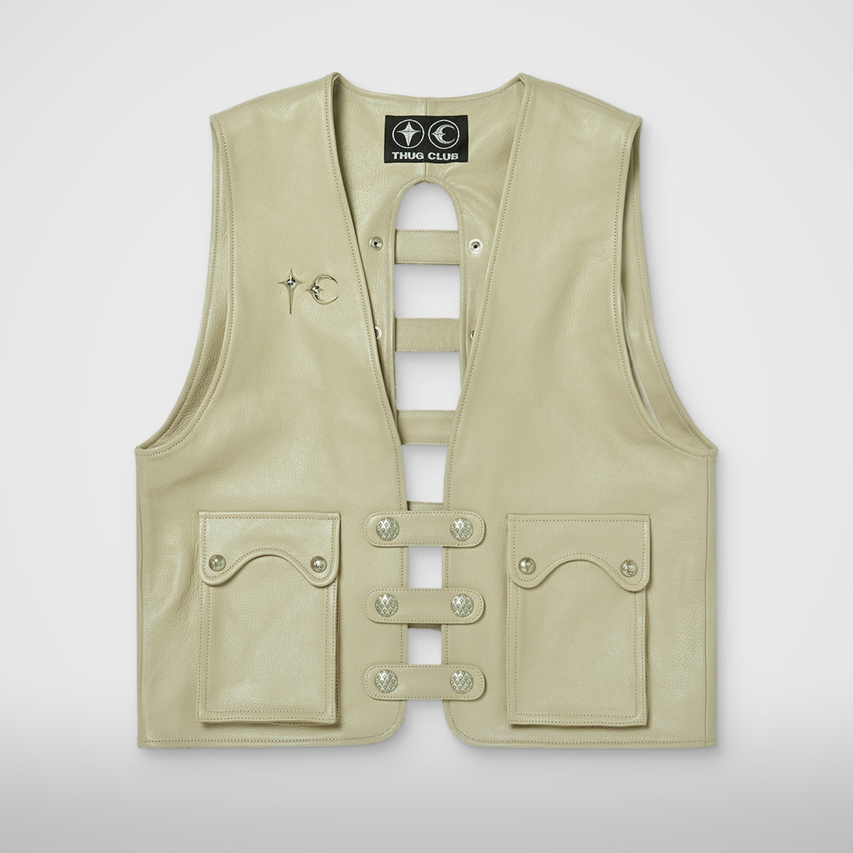Thug Club Goat Skin Leather Vest in ivory
