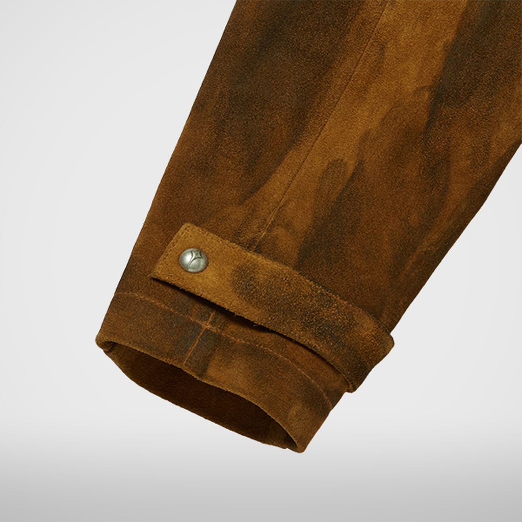 Thug Club Bio Soldier Leather Trench Coat in camel, view 11 of 11