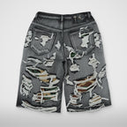 Thug Club Hell Camo Denim Shorts in black, view 2 of 2
