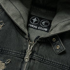 Thug Club Denim Zip-Up Hoodie in black, view 3 of 10