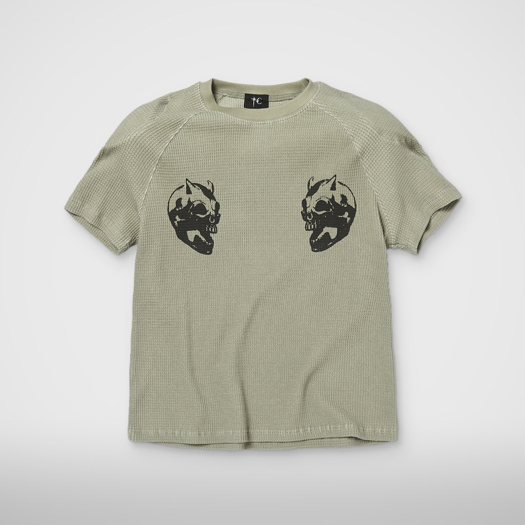 Thug Club Bulk Shoulder Waffle T-Shirt in khaki