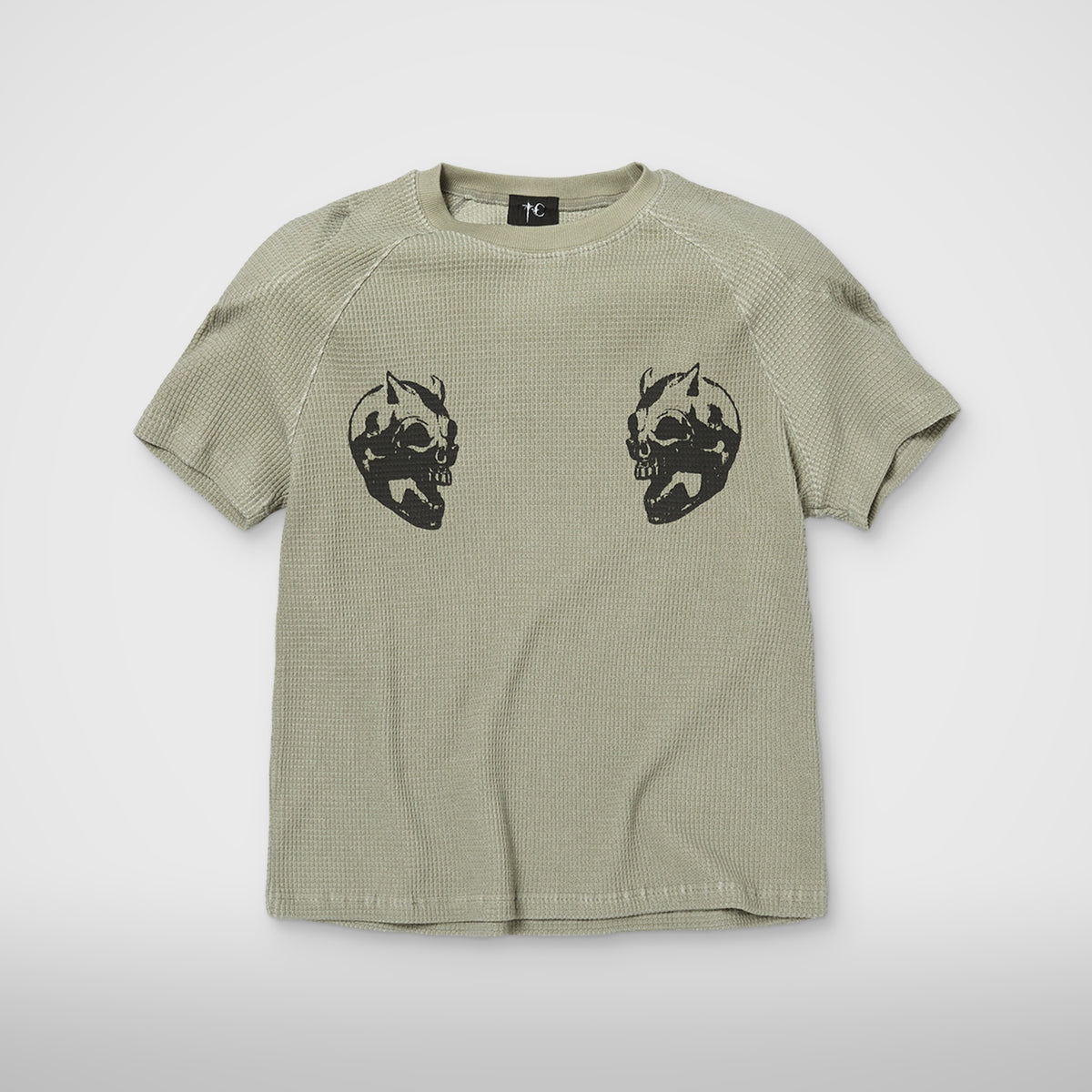 Thug Club Bulk Shoulder Waffle T-Shirt in khaki