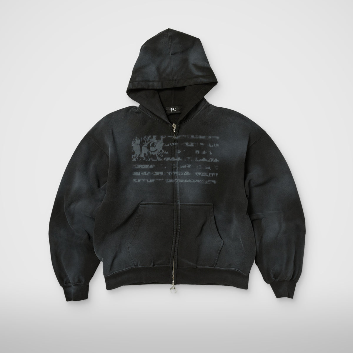 Thug Club Dirty Washed Old Glory Zip-Up Hoodie in black