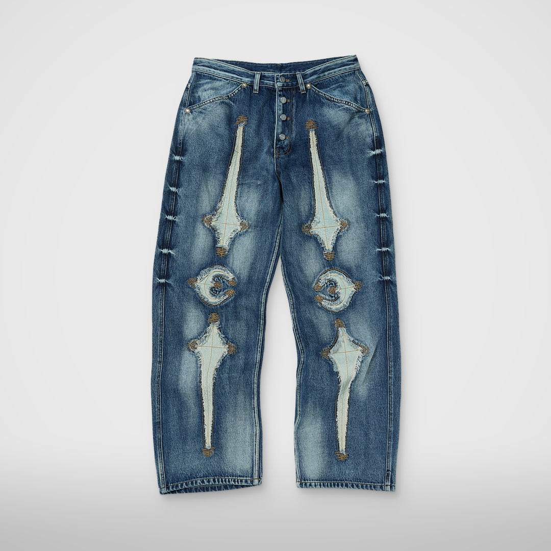 TC Bone Leather Denim Pants