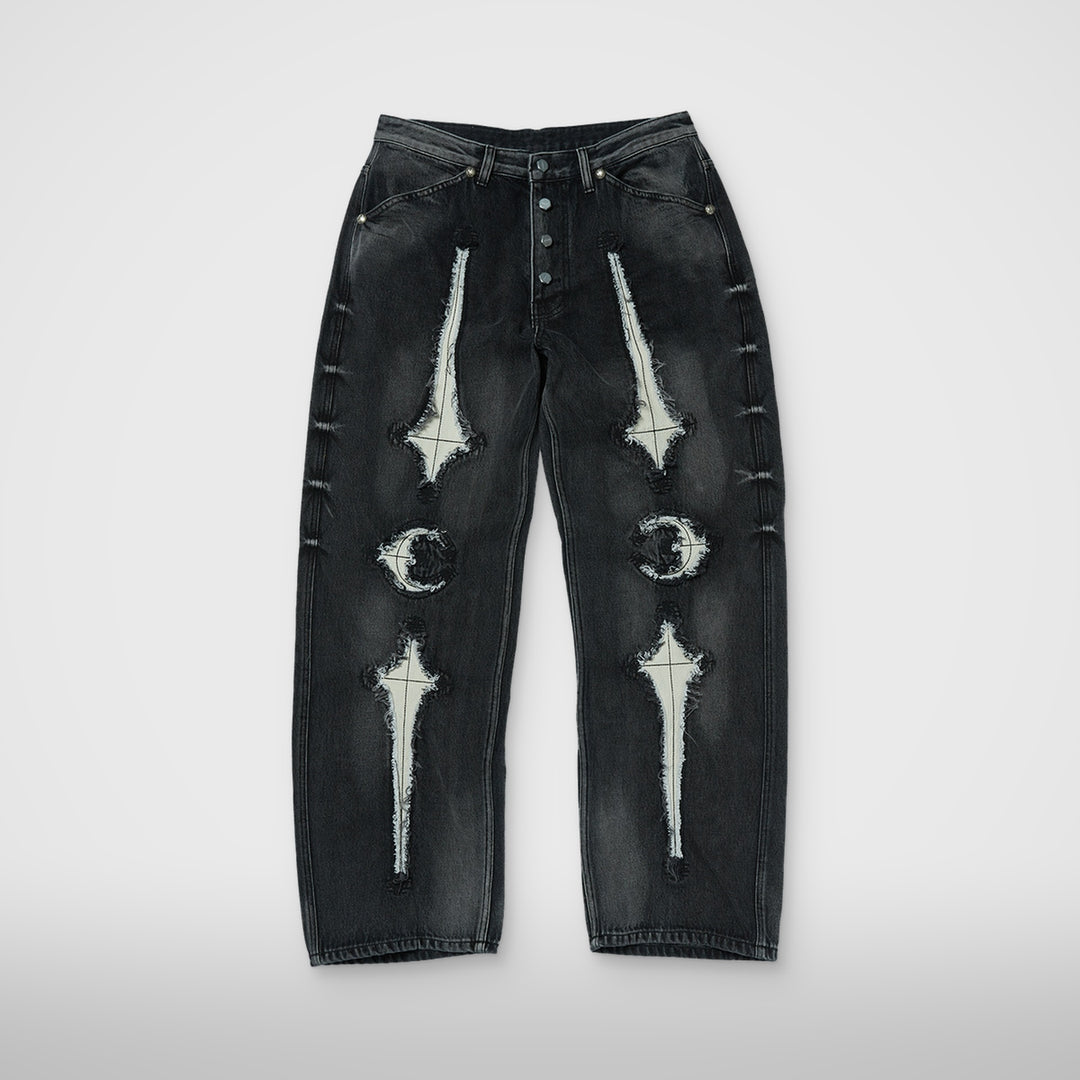 TC Bone Leather Denim Pants