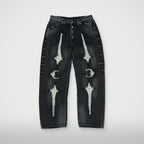 Thug Club TC Bone Leather Denim Pants in black