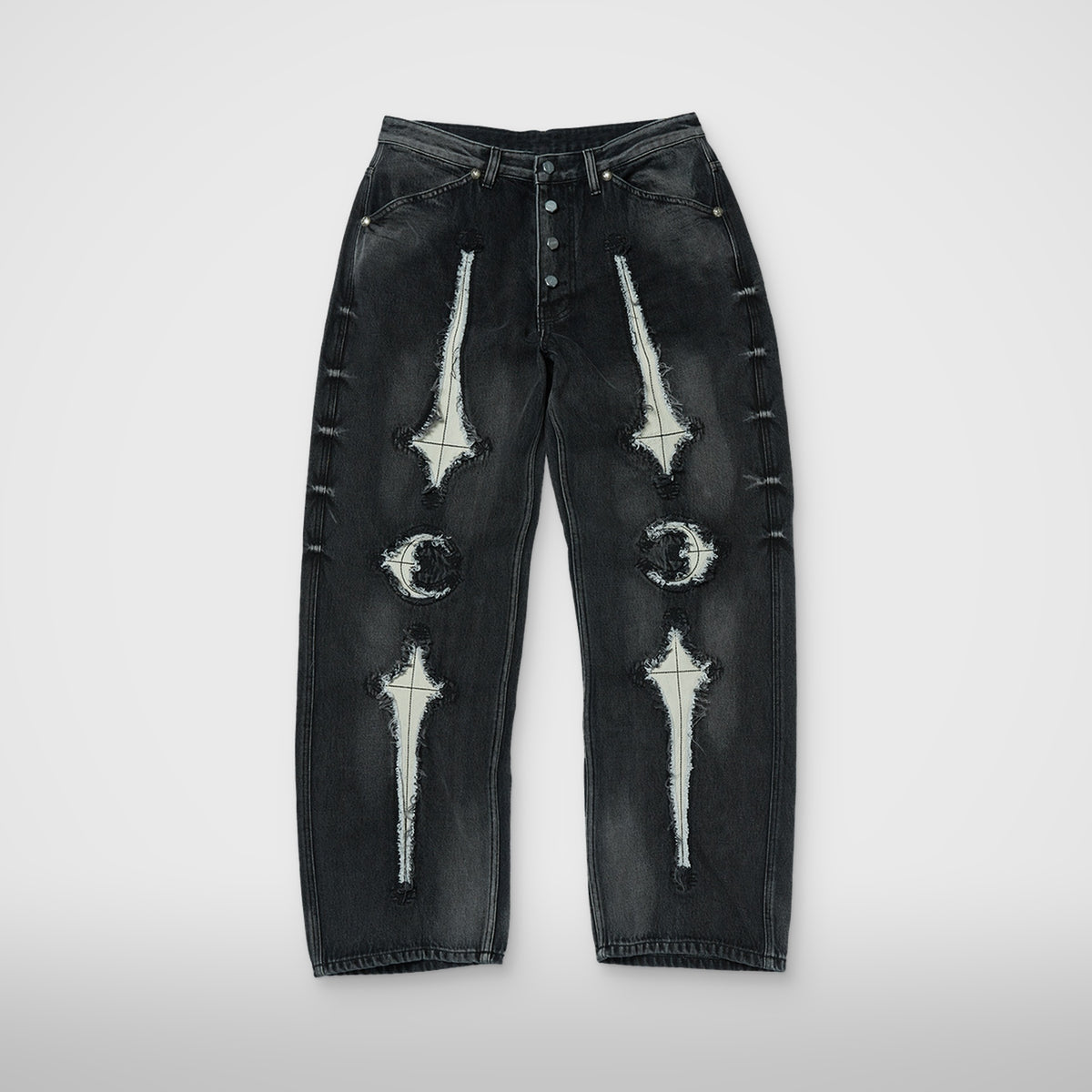 Thug Club TC Bone Leather Denim Pants in black
