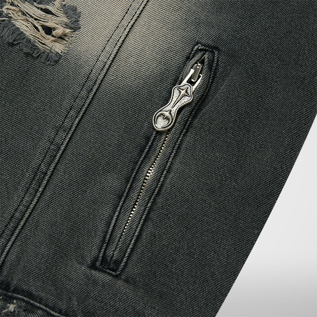 Thug Club Denim Zip-Up Hoodie in black, view 6 of 10