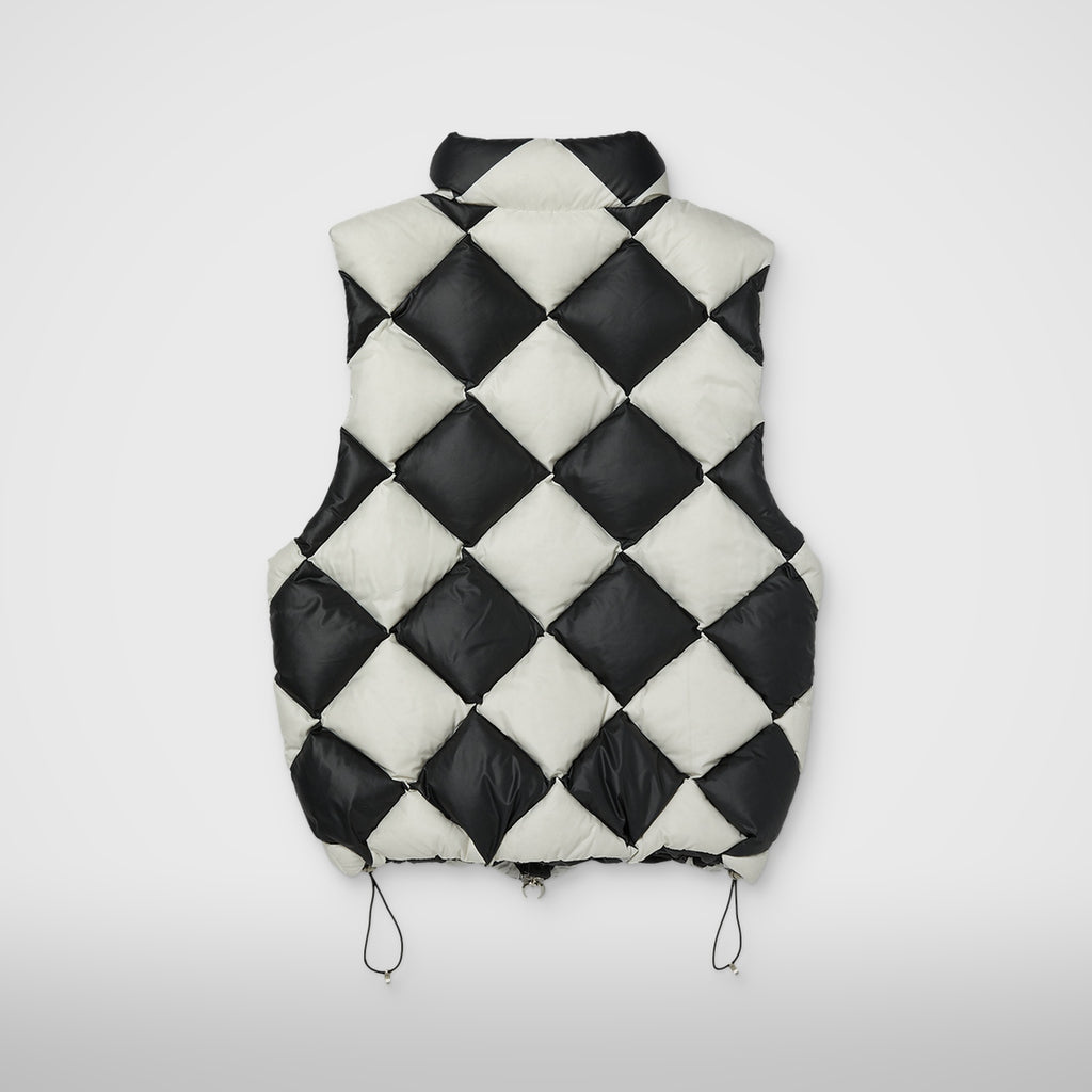 Thug Club Checkmate Puffer Vest in black/ivory, view 2 of 3