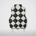 Thug Club Checkmate Puffer Vest in black/ivory, view 2 of 3