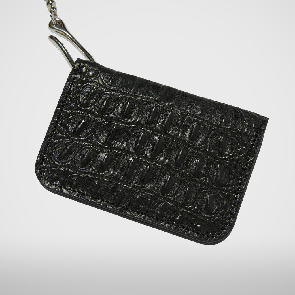 Thug Club TC Ball Chain Leather Card Case in crocodile, view 3 of 4