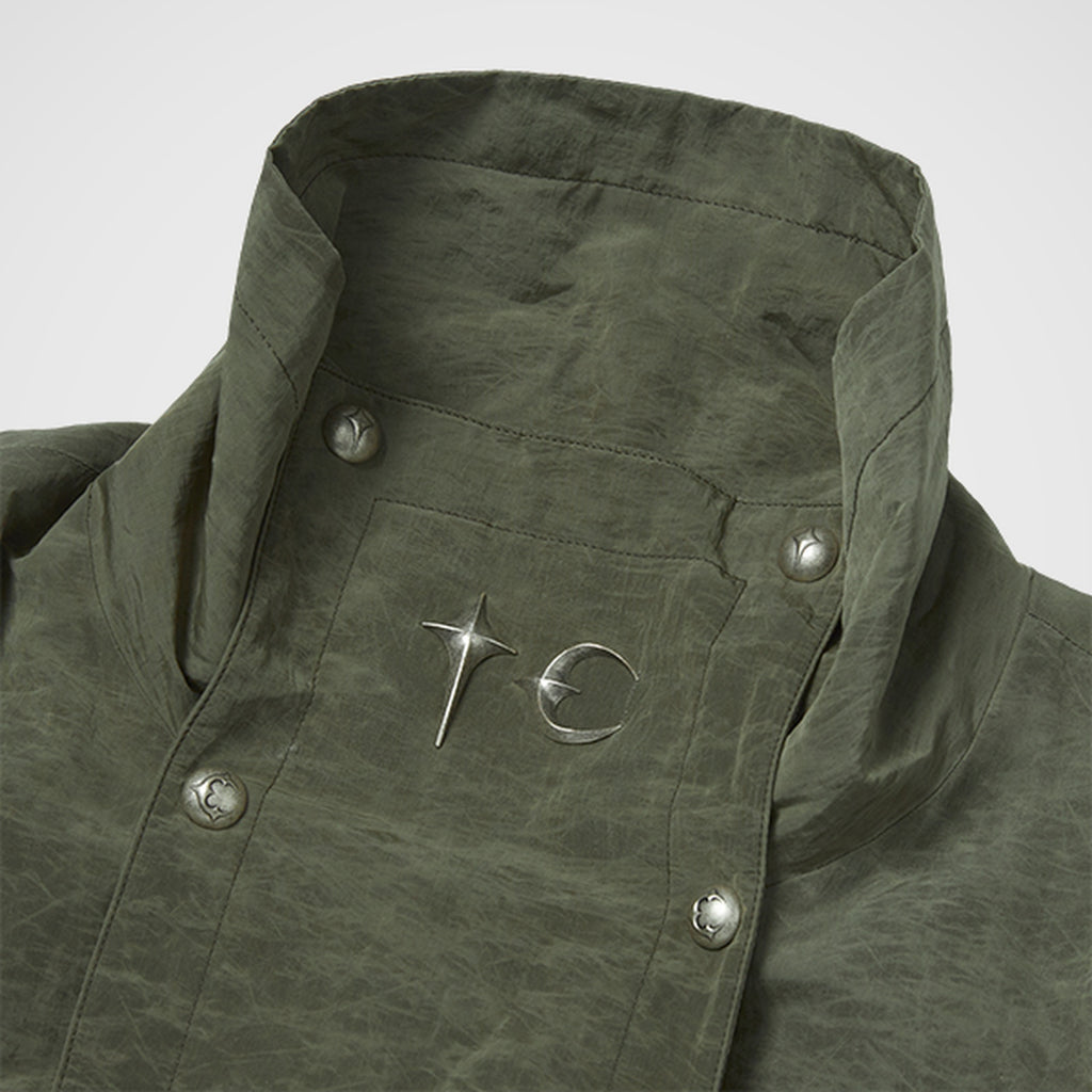 Thug Club Scarred Bio Soldier Trench Coat in khaki, view 3 of 9