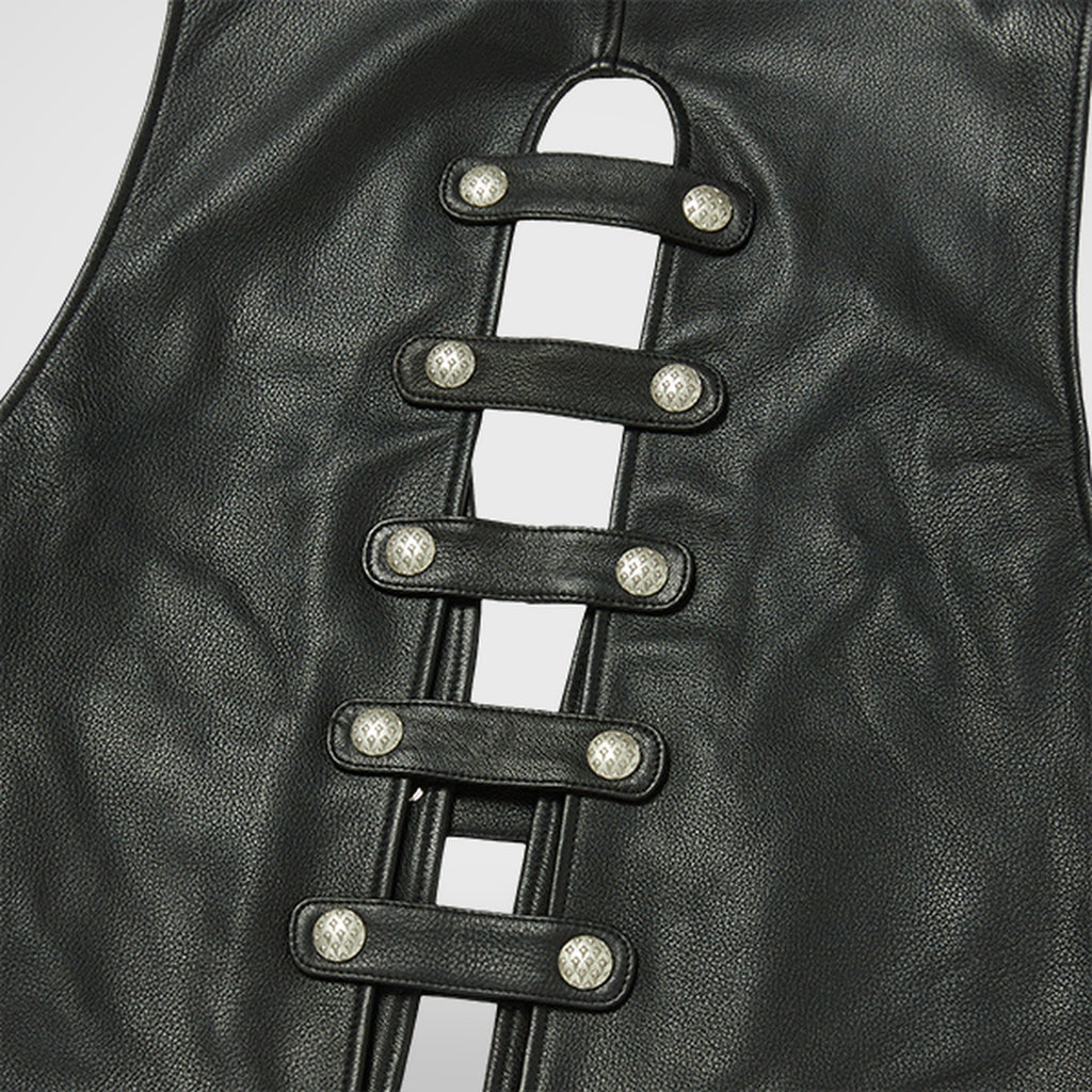 Thug Club Goat Skin Leather Vest in black, view 9 of 9
